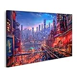 islandburner Bild auf Leinwand Lichter der Cyberpunk Stadt 