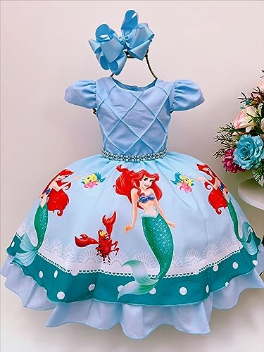 Vestido De Festa Luxo Infantil Ariel Pequena Sereia C/Tiara (4)