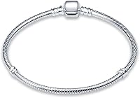 KUNSIR 925 Sterling Silver Snake Chain Charm Bracelet - Hypoallergenic, Fits European Charms, Ideal Women's Gift