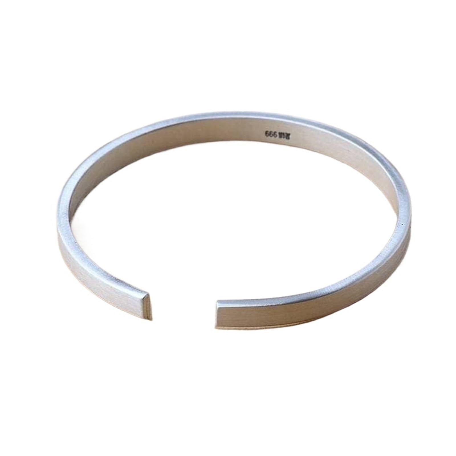 Bracciale in argento, bracciale rigido alla moda, bracciale rigido in argento 999 con detti buddisti Bracciale aperto Bracciale femminile in argento spazzolato fatto a mano Come mostrato, i braccialet