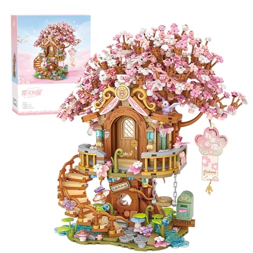 JOMIOD Arbre Sakura Kit de Construction, Modèle de Cerisier Japonais en Fleurs, Maison...