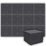 BUBOS Sesamzwarte akoestische panelen, geluidsbestendige schuimplaten, geluidsisolatie voor geluidsstudio, kantoor, thuisstudio, geluidsabsorberende dempingswand (30,2 x 30,2 x 0,9 cm)