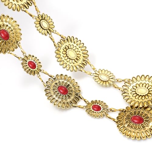 Image of Women's Concho Chain Belt Western Cowgirl Metal Waist Chain Belt for Dress