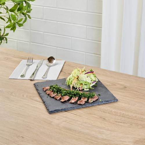Restaurantware Square Slate Platter 1 Count 10 x 10 Inch Scratch-Resistant Slate Cheese Board Modern Serving Tray Black Rustic Design for Charcuterie and Appetizers by Restaurantware - Used condition - Image 3