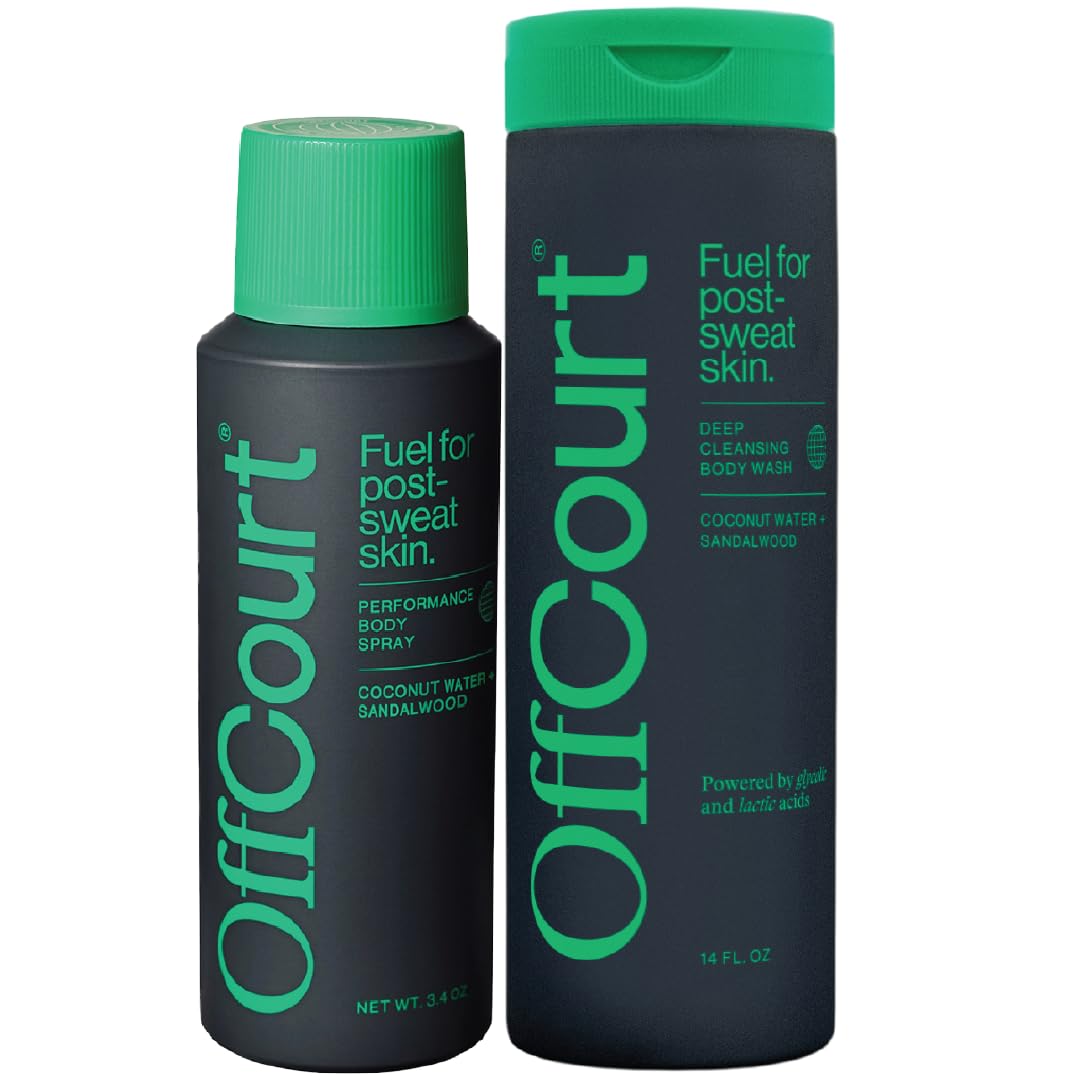 OffCourt - Coconut Water + Sandalwood Scent Deodorant Body Spray and Body Wash Bundle
