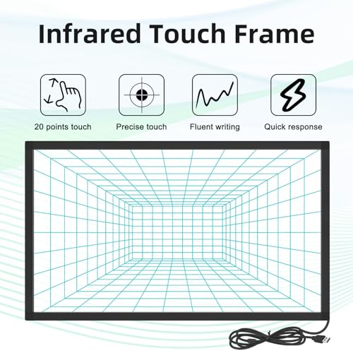 Image of 46 inch IR Touch Screen Frame 20 Points Interactive Infrared Touch Screen Overlay Frame Free Driver, Plug and Play for Kiosk, TV
