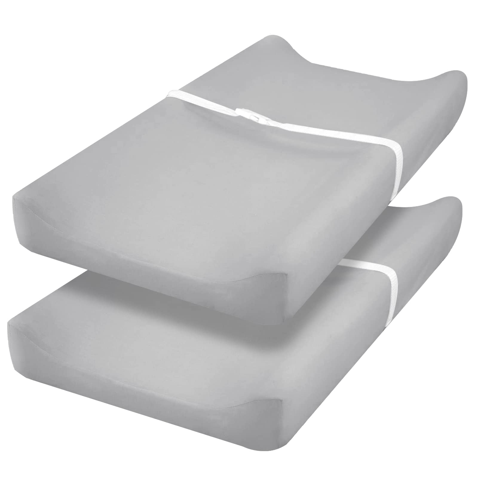 PHF Baby Changing Pad Covers for Boys Girls, 2 Pack Ultra Soft Breathable Microfiber Changing Pad Table Sheets for Most Baby Changing Pads, Grey & Grey