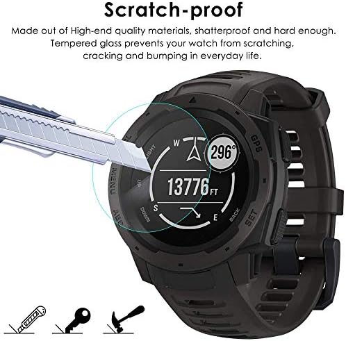 CAVN Screen Protector Compatible with Garmin Instinct, [4Packs] Tempered Glass Screen Protection Saver High Sensitively, HD Clear, Anti-Scratch, Anti-Bubble Protector for Instinct (No for Instinct 2)