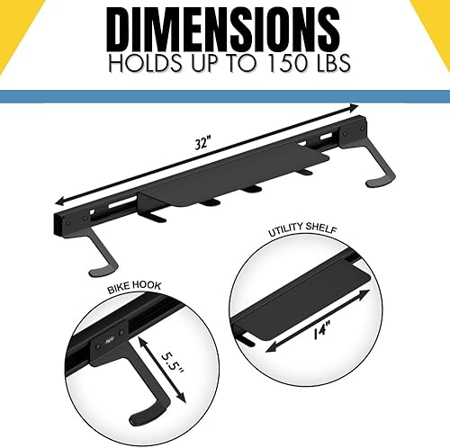 Miniatura 3 de Koova Portabicicletas de montaje en pared  Pared de montaje de bicicleta de acero  Perchas de bicicleta ajustables para garaje  Portabicicletas de