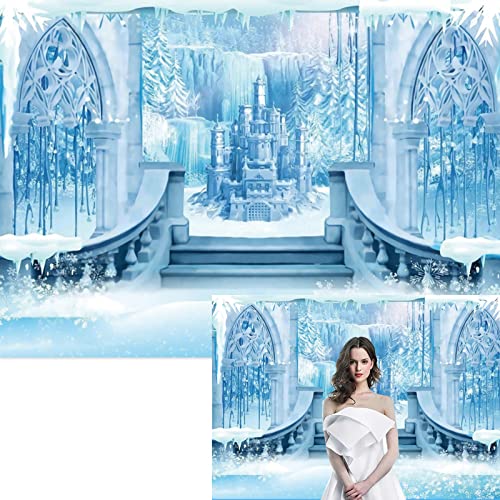 7x5ft Winter Castle Photography Backdrop Winter Wonderland Castle Backdrops Ice Castle Snowflake Photography Banner Winter Party Supplies Backdrop