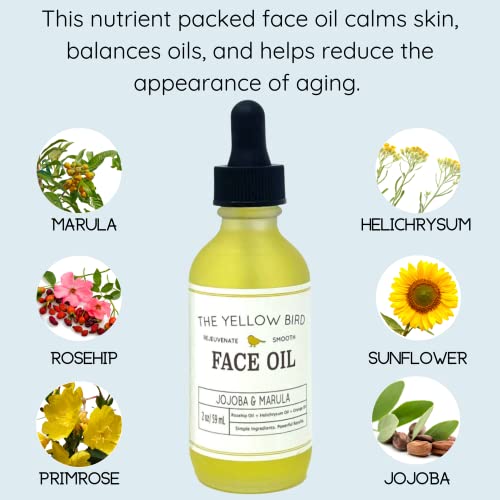 Yellow Bird Nourishing Face Oil - All Natural Hydrating, Anti Aging Facial Serum. Includes Jojoba, Marula, Primrose, & Rosehip For Restoring Skin #TOP1