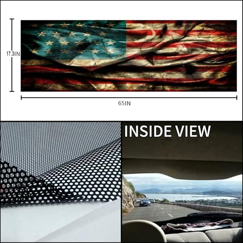 Image of Rear Window Decals for Trucks - 65x17.3 in Back Window American Flag Decals Fit Most Pickup Trucks SUV, Patriotic Car America Decals for Personalized - American Flag -33-S