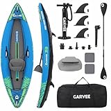 GarveeLife Inflatable Kayak,Inflatable Boat 400 LBS Weight Capacity,1 Person/2 Person Blow Up Kayak for Adults with Paddle, Kayak Seat, Pedal, Hand Pump and Bag, Blue/Sky Blue