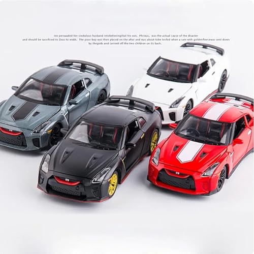 Image of Alokik 1:32 Scale Nissan GT-R35 Sports Diecast Car Models Toys Metal Alloy 2 Openable Door and Sound & Light, Pull Back Toys Gifts for Boys Best Gift Car (White)