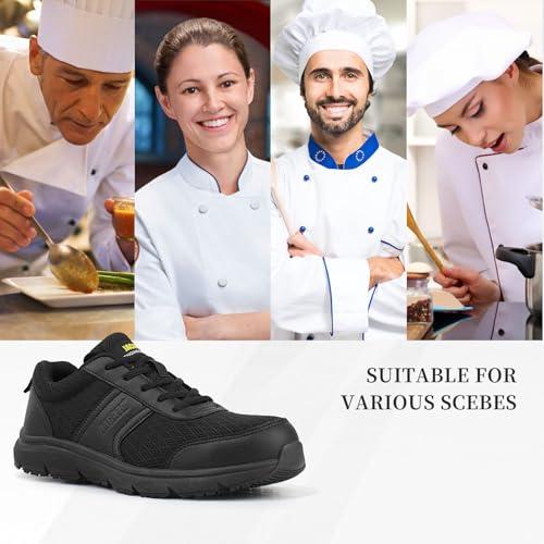 Image of Jacata Non Slip Arch Support Work Shoes for Men /Women Food Service Comfortable Chef Walking Shoes Restaurant Kitchen Crews Health Care Sneakers