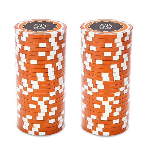 Brybelly Eclipse Poker Chips Heavyweight 14-gram Clay Composite - Pack of 50 ($0.50 Orange) - Thumbnail 2