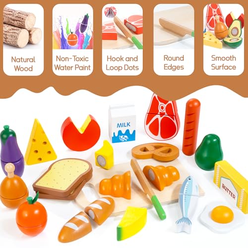 WOODMAM Wooden Play Food for Toddlers, Food Groups & Cutting Food Set by WOODMAM - Used condition - Image 5
