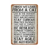 Life Lessons From Cats Metal Sign – Inspirational Cat Quote Wall Art, Funny Animal Teachings Poster for Home, Office, Classroom, Pet Lovers Decoration 12×8 Inch