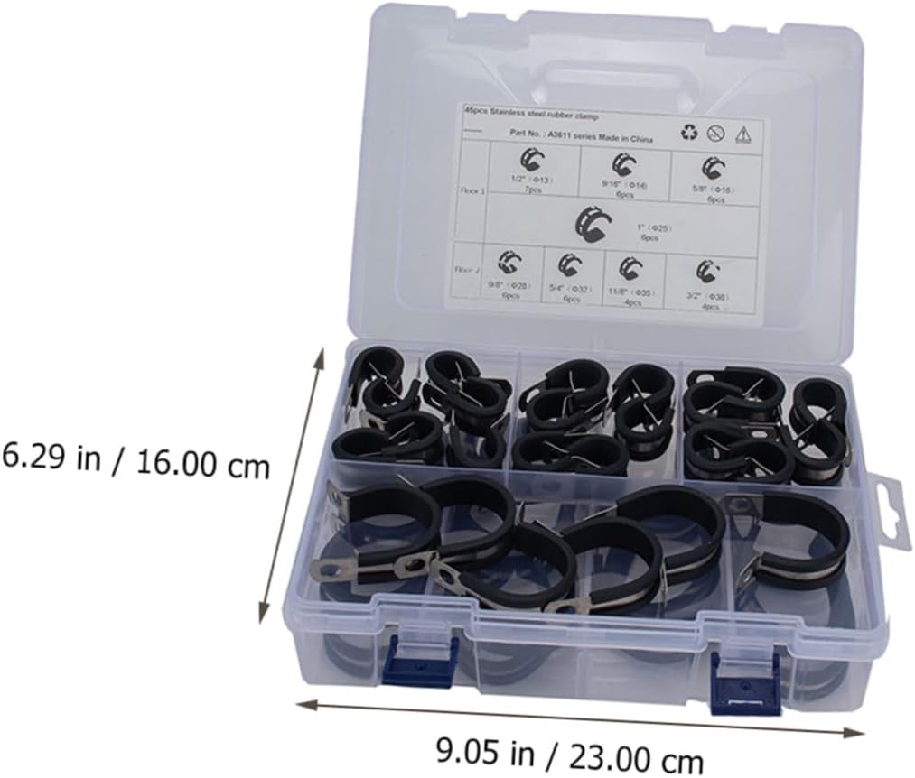 45pcs R-shaped Steel Clamp Wire Clamp Hose Auto Grade Rustproof Oil Resistant