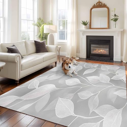 Tapete decorativo vintage 182x122 cm gris hojas