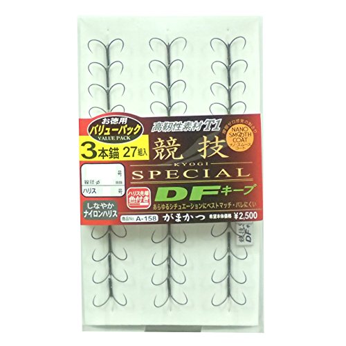 Amazon.co.jp: がまかつ(Gamakatsu) トリプルフック T1 競技SP DFキープ 3本錨 バリューパック 7.5号 1.2号 27組 A158 60045