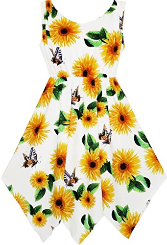Sunny Fashion Girls Dress Flower Print Hanky Hem Princess Size 7-142