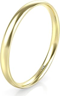 10K White/Yellow/Rose Gold 2MM Round Dome Wedding Band Ring