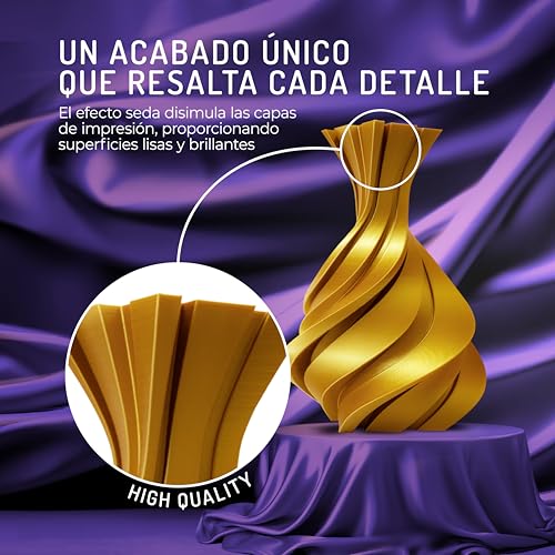 Miniatura 2 de Winkle Filamento Pla Silk Seda Oro Rey Filamento Impresora 3d Filamento Pla 1,75mm 300g Pla Oro Acabado Suave Y Sedoso Precisión Dimensional Bobina 300g