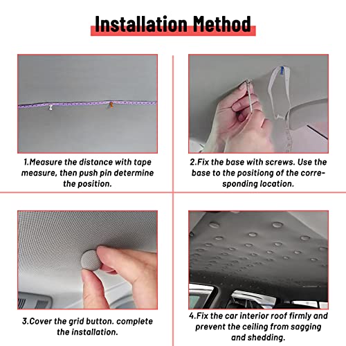 362 Pcs Car Roof Headliner Repair Kit 90 Kits Auto Roof Snap Pins Rivets Retainer For Car Roof Flannelette Fixed With Installation Tool And Fit Truck, Suv, Uv, Car (Black Grid) #TOP4