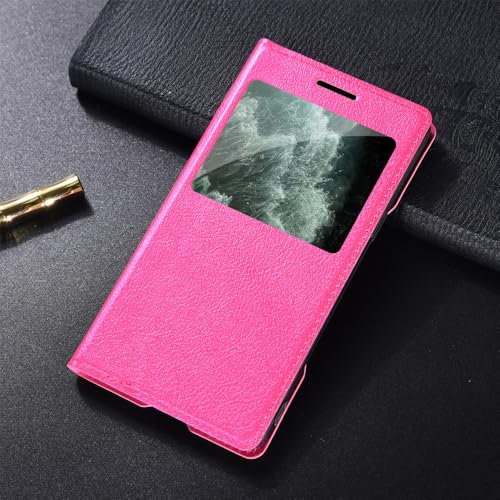 VIPAVA Ultra-Thin Transparent Window Flip Cover Leather Phone Case for Samsung Galaxy S10 S9 S8 Plus S7 S6 Edge Active S5 S4 S3 S4Mini,Rose Red,for Samsung S7 Edge