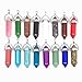 Chenkou Craft Assorted 40pcs Glass Artificial stone Bullet Shape Healing Pointed Chakra Beads Crystal Stone Charms Pendants for Necklace Jewelry Making Gift