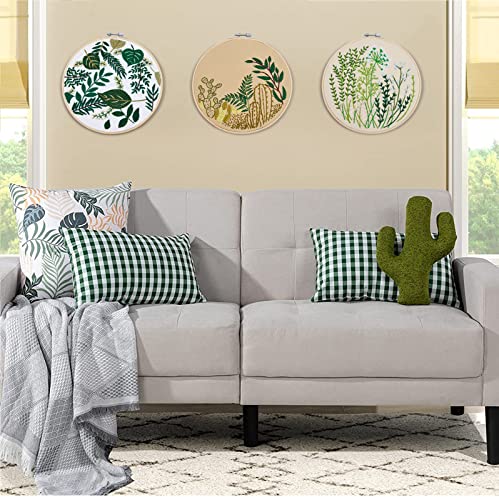 Armindou 3 Sets Embroidery Starter Kits With Leaves Pattern For Adults Beginners, Cactus Stamped Cross Stitch Kit Hand Diy Needlepoint Kit, 3 Embroidery Hoops, 3 Embroidery Fabric, Needles And Threads #TOP1
