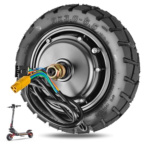 VOLOHAS Kukirin G2 Pro 48V 600W Originalmotor mit 9x3,0-5,5 Schlauchloser Reifen 9 Zoll Ersatzräder Hinterrad Scooter Motor mit Vakuumreifenzubehör