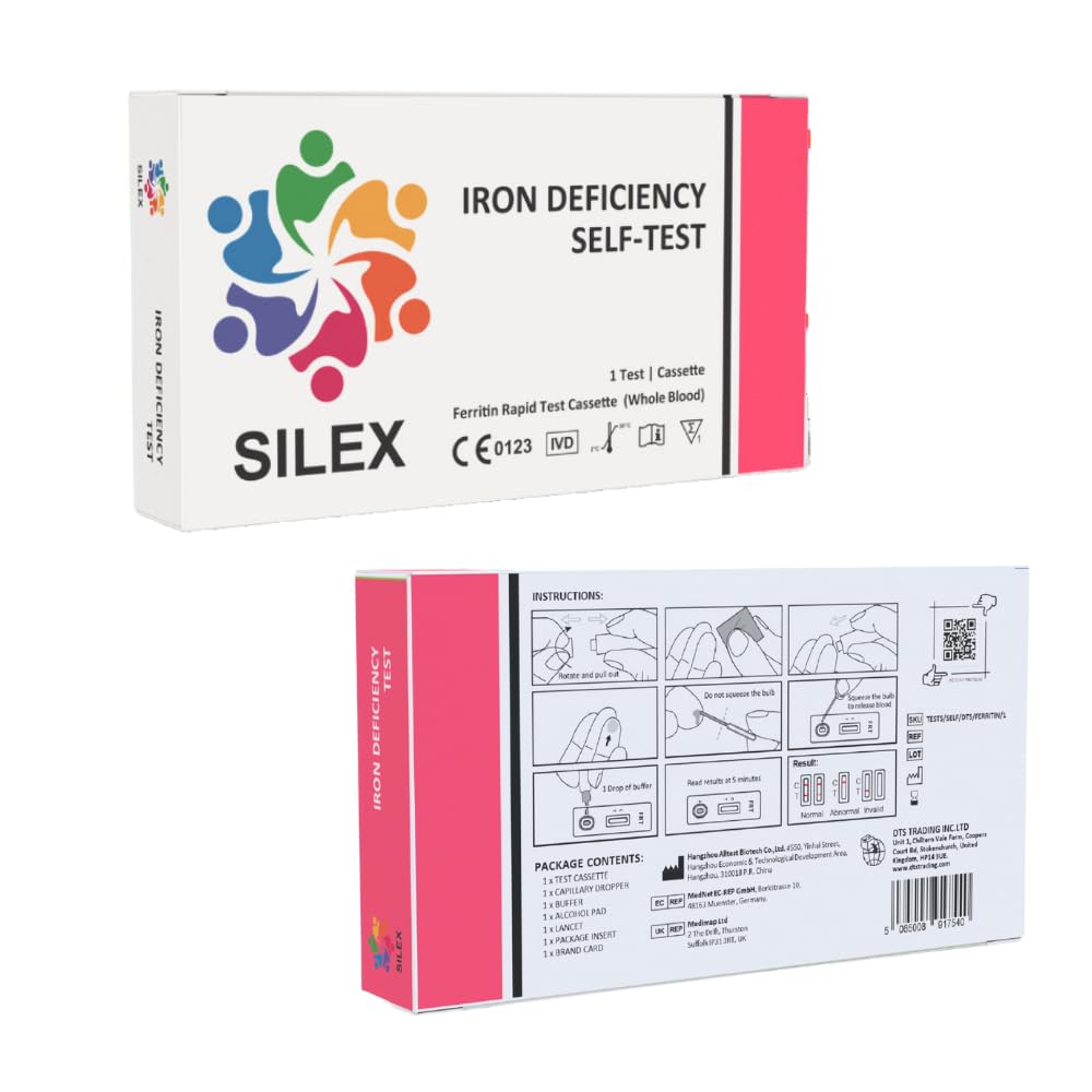 SILEX™ Iron Testing Kit - Iron Deficiency Test Kit. FDA Approved - Designed for Easy at Home Use - 1 Test Per Box. Reliable Method to Detect Anemia Conveniently.
