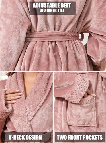 Image of Hellomamma Long Bath Robe for Womens Plush Soft Fleece Bathrobes Nightgown Ladies Pajamas Sleepwear Housecoat