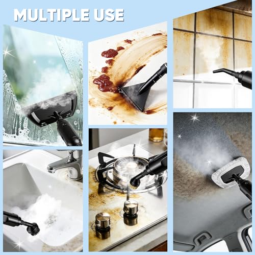 17-IN-1 Dampfreiniger Handgerät für Haushalt und Auto, 3 Dampfstufen am Griff einstellbar, 10 s Aufheizzeit, 1600 ml Tank, großer Aktionsradius von 4,5 m, Zubehör für Bad, Böden,Küche, Fenster & Auto
