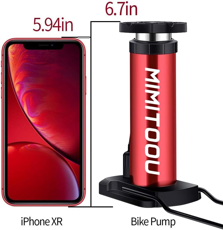 Bike Pump, Mini Bicycle Pump Portable Bike Floor Pump with Presta and Schrader Valves Aluminum Alloy Floor Bicycle Air Pump Compact Mini Bike Tire Pump, Extra Valve and Gas Needle for All Bike image 4