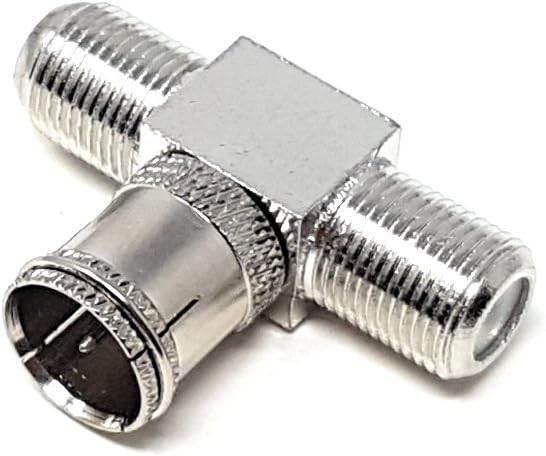 MainCore Push-On F Type to 2 x Twin Female Screw Sockets Adapter Splitter for Connecting TV, Freeview, Sky/SkyHD, NTL, Virgin, Satellite, Antenna Outlets/Coaxial Cables