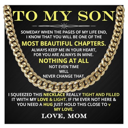 To My Son Necklace From Mom, Christmas Birthday Gift For Sons From Dad, Jewelry With Messager Card For Son, Chain For Him, Meaningful Gifts For Sons From Mother Father3