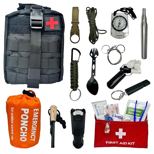 Kit de supervivencia de emergencia, equipo de bushcraft 22 en 1 para exteriores, bolsa táctica Molle, equipo de camping, senderismo, caza - Image 3