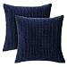 PHF Velvet Wrinkled Throw Pillow Cover Home Decor 18"x18" Cushion Cover Pack of 2 Navy Blue/Midnight Blue