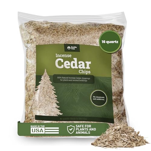 Double Tree Incense Cedar Wood Chips for Potting House Plants, Vegetable Garden Beds, Yard, Pet Bedding & Landscaping, 100% Natural & Shredded, Cedar Shavings for Indoor & Outdoor Use (16 Quart)