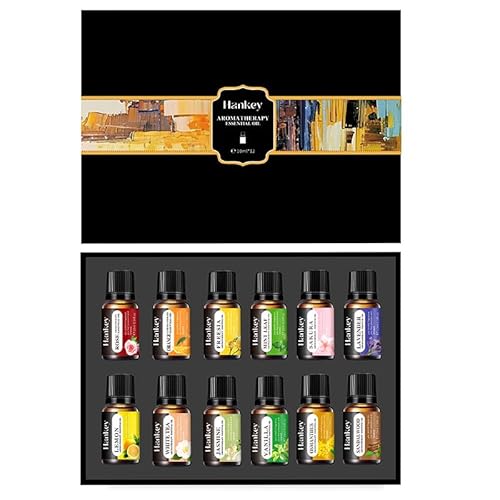 Premium Essential Oils Gift Set, 12 Aromatherapy Blends for Diffusers, Home Care, Candle Making-Rose, Orange, Freesia, Mint, Sakura, Lavender, Lemon, White Tea, Jasmine, Vanilla, Osmanthus, Sandalwood