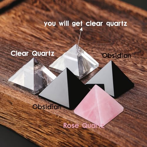 Image of Runyangshi Natural Clear Quartz Crystal Pyramid Energy Generator | 1.6x1.6in (4x4cm) Healing Crystal Pyramid for Protection & Positive Energy | Natural Quartz for Chakra Reiki Home Decor