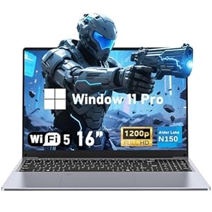 Computadora portátil para juegos, 16 pulgadas Lap Top PC Win 11 Pro 2025, N150 (hasta 3.6 GHz), 16 GB RAM 1 TB SSD, pantalla IPS 1920 x 1200, batería de 6000 mAh, Office 365, WiFi 5/BT4.2