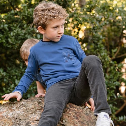 Image of Mightly Boys and Girls' Long Sleeve Raglan Shirt | Organic Cotton, Colorful Casual Stylish Clothes, Soft&Fresh Crew Neck Tee, Set for Toddlers&Kids, Fair Trade Certified 2Pack, Gray&Blue Galaxy, 4T