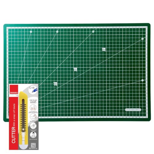 Image of Isomars A2 Self-Healing Cutting Mat with 18mm Snap-Off Cutter | Large Non-Slip Craft Cutting Board 600 x 450 mm | Heavy-Duty Utility Knife for Art, Craft, Quilting, Model Making & DIY Projects
