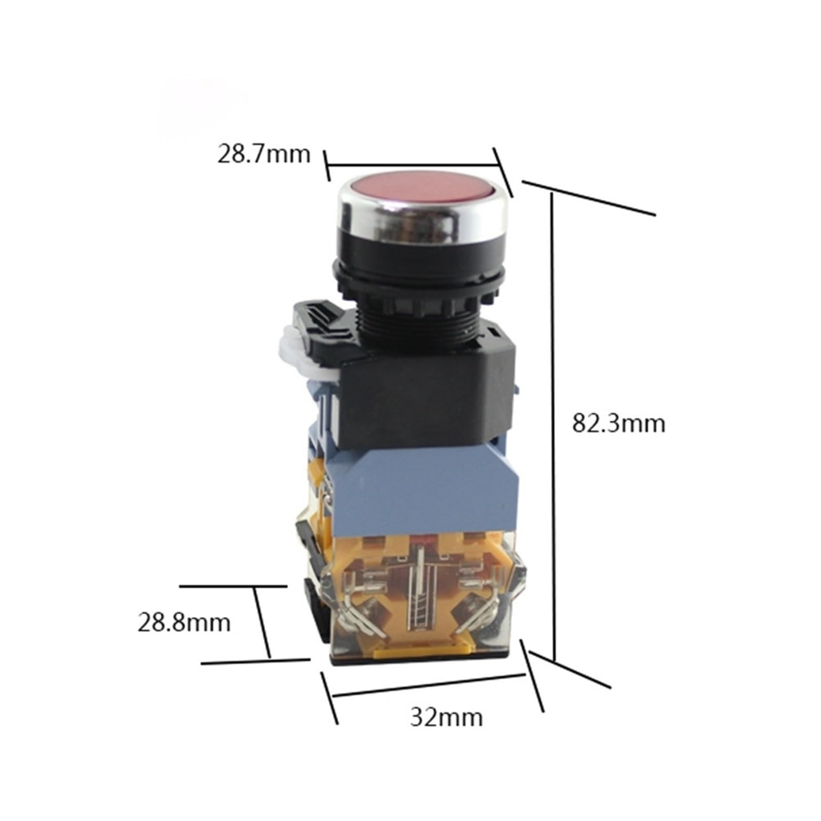 Interrupteur à Bouton-Poussoir argenté de qualité LA38-11DT LA38-11DNZS avec Voyant Lumineux Marche/arrêt, Verrouillage Automatique, 22 mm, 220 V, 24 V, voyants LED(Rosso,24V)