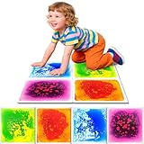 Toddlers Sensory Liquid Floor Tiles - 4 Pack Liquid Tiles for Kids Puzzle Play Mat & Motor Skills Development, Safe Non-Toxic Lava Sensory Mats for Classroom, Home, Daycare Gifts Toddlers with Autism