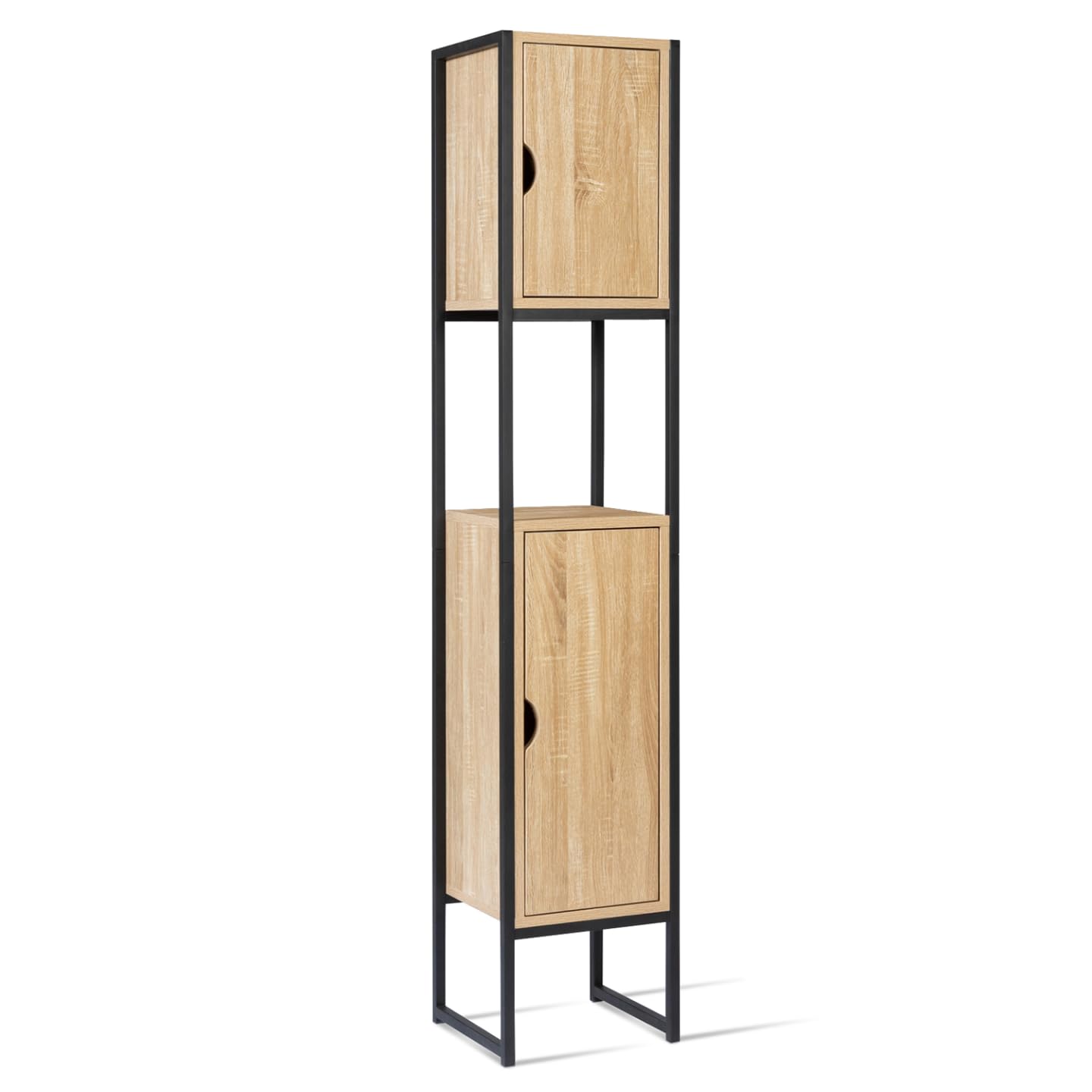 IDMarket - Meuble Colonne Salle de Bain Detroit 2 Portes Design Industriel